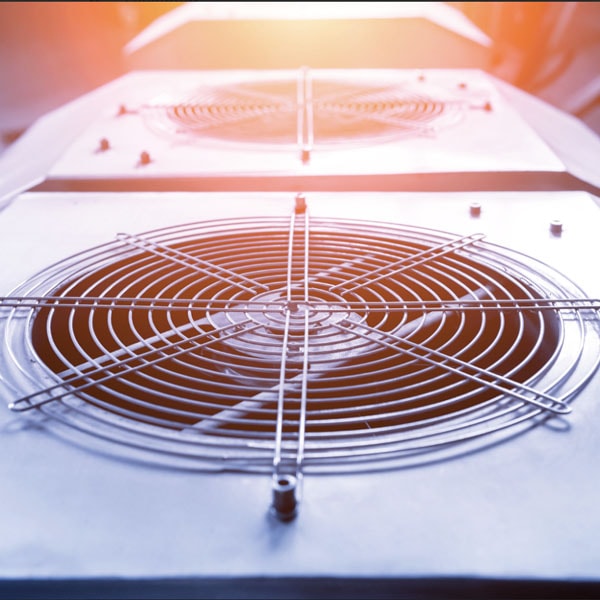 Performance Mechanical Group's outdoor cooling units lined up.